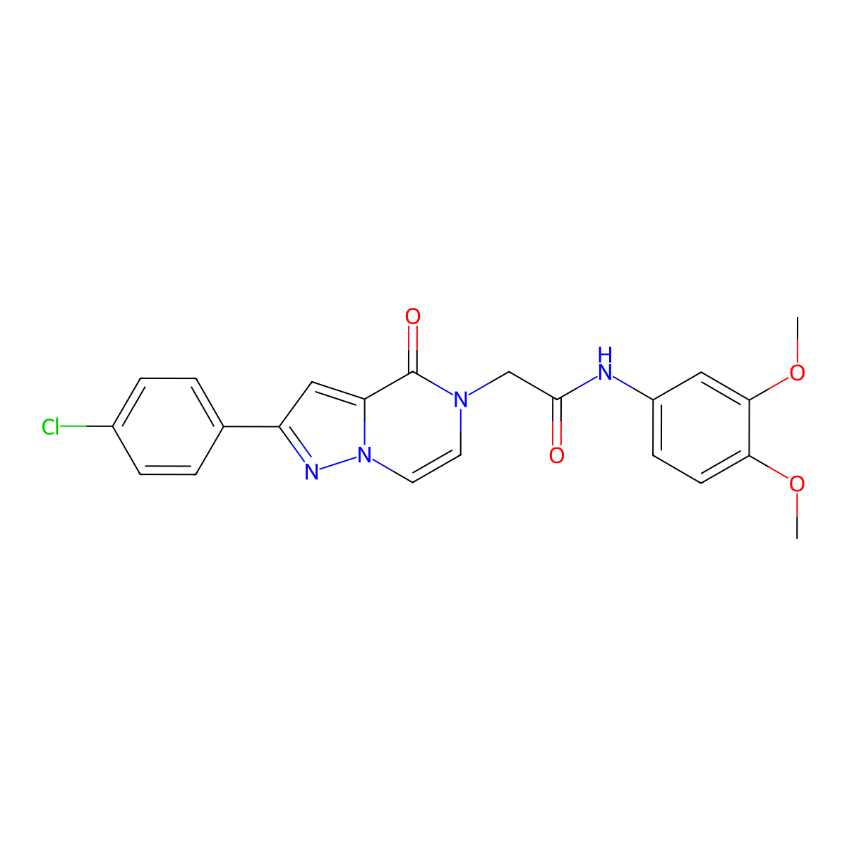 2-(2-(4-chlorophenyl)-4-oxopyrazolo[1,5-a]pyrazin-5(4H)-yl)-N-(3,4-dimethoxyphenyl)acetamide molecular structure, CAS 1242884-15-6