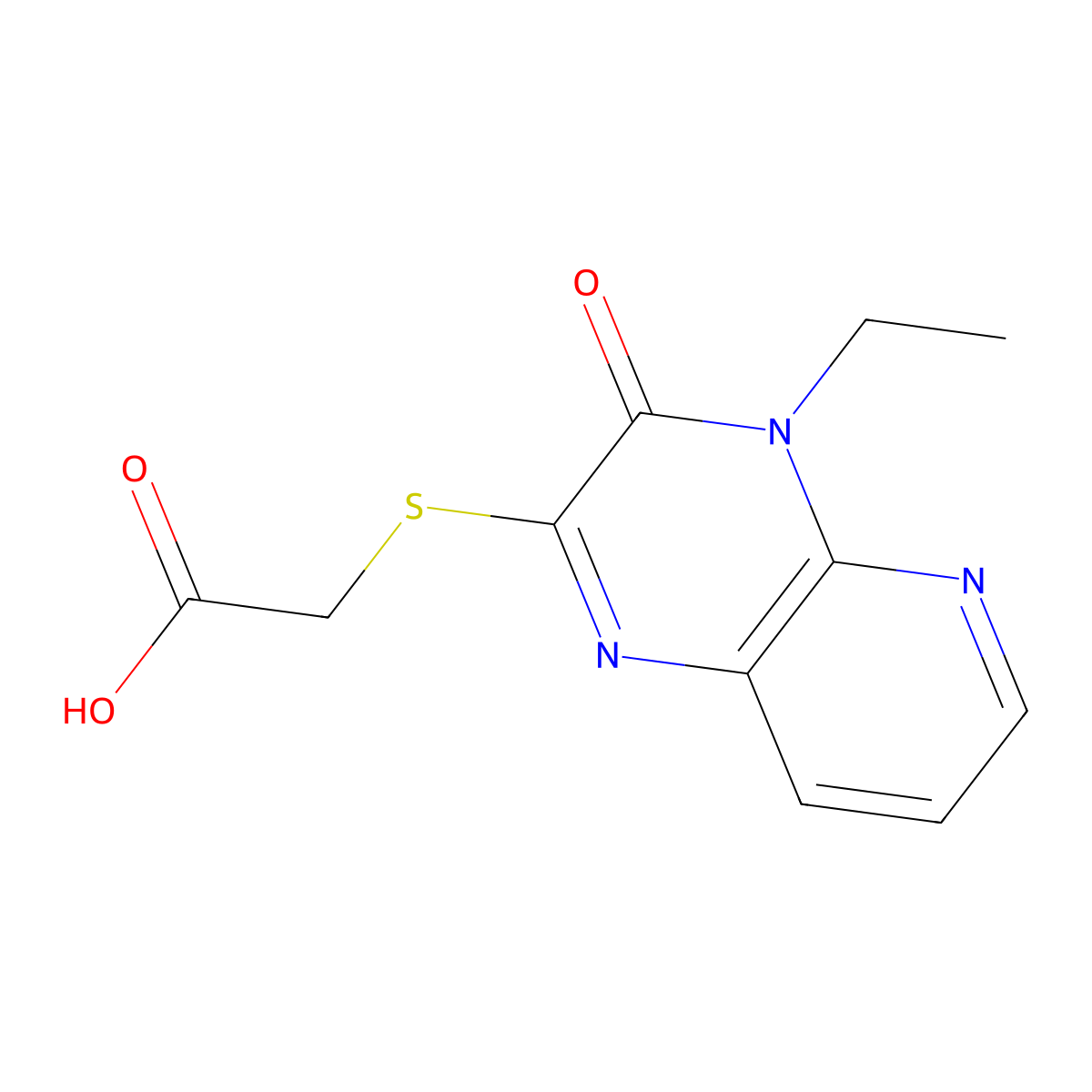 [(4-Ethyl-3-oxo-3,4-dihydropyrido[2,3-b]pyrazin-2-yl)thio]acetic acid molecular structure, CAS 1242884-38-3