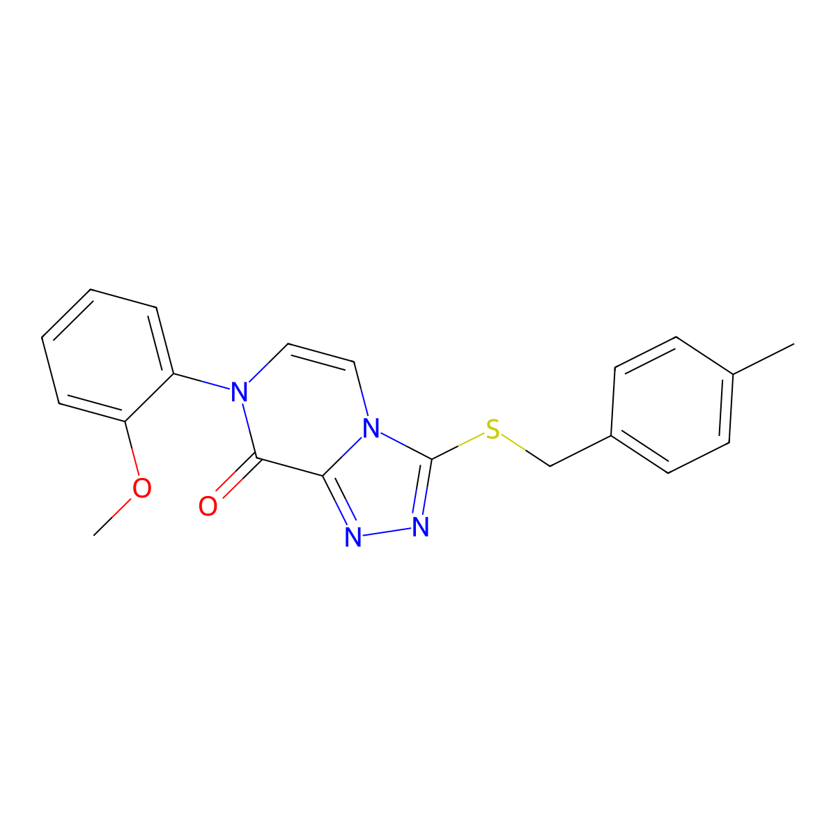 7-(2-methoxyphenyl)-3-((4-methylbenzyl)thio)-[1,2,4]triazolo[4,3-a]pyrazin-8(7H)-one molecular structure, CAS 1242886-86-7