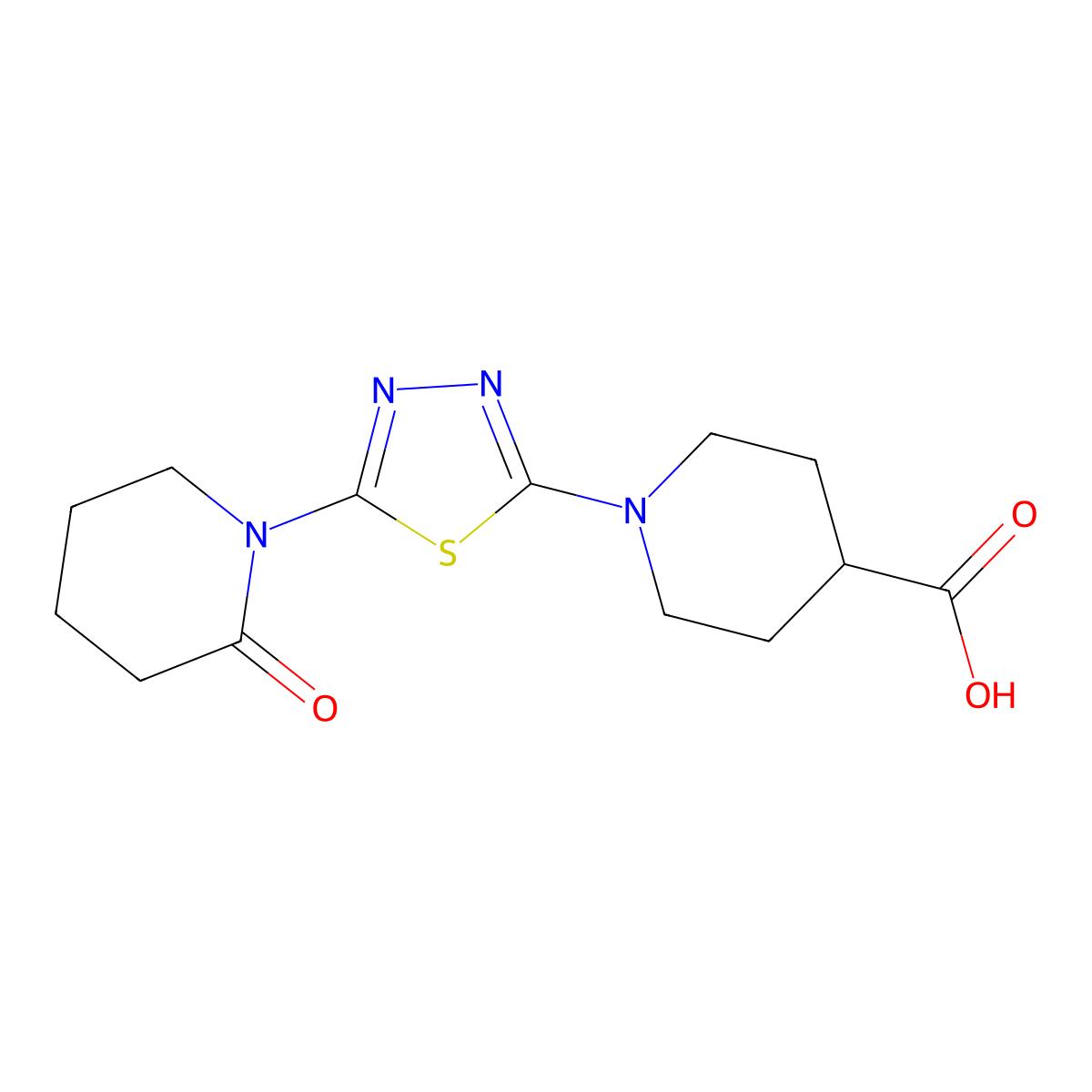 1-[5-(2-Oxopiperidin-1-yl)-1,3,4-thiadiazol-2-yl]piperidine-4-carboxylic acid molecular structure, CAS 1242887-64-4