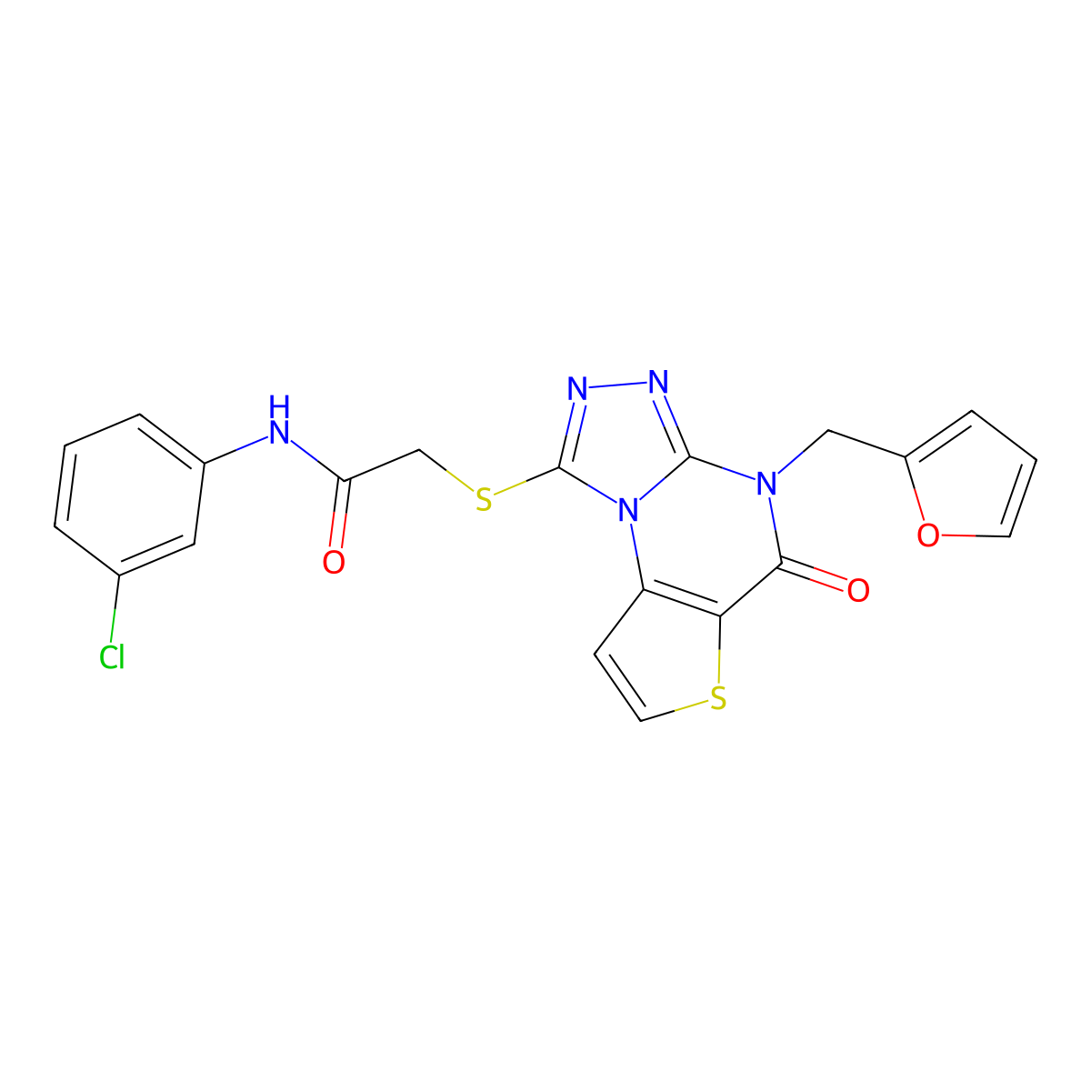 N-(3-chlorophenyl)-2-((4-(furan-2-ylmethyl)-5-oxo-4,5-dihydrothieno[2,3-e][1,2,4]triazolo[4,3-a]pyrimidin-1-yl)thio)acetamide molecular structure, CAS 1242887-75-7