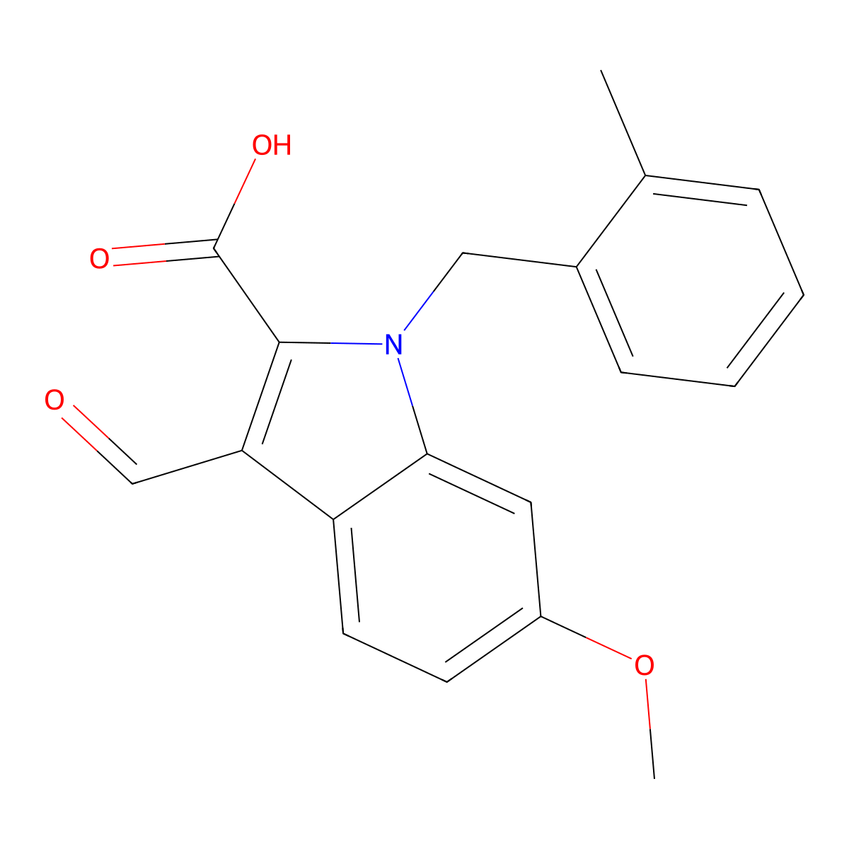 3-Formyl-6-methoxy-1-(2-methylbenzyl)-1H-indole-2-carboxylic acid molecular structure, CAS 1242889-04-8