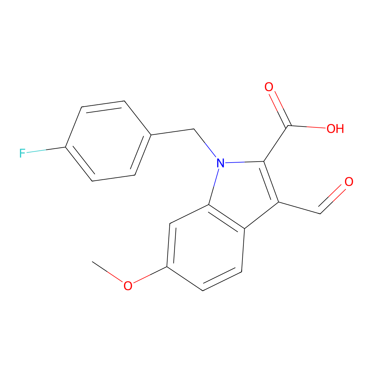 1-(4-Fluorobenzyl)-3-formyl-6-methoxy-1H-indole-2-carboxylic acid molecular structure, CAS 1242889-78-6