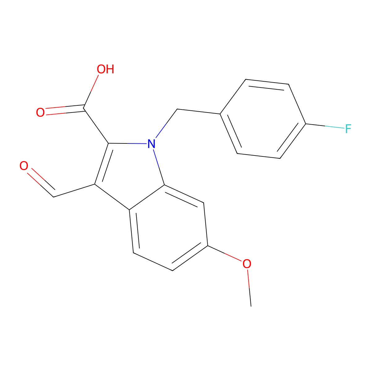 1-(4-Fluorobenzyl)-3-formyl-6-methoxy-1H-indole-2-carboxylic acid molecular structure, CAS 1242889-78-6