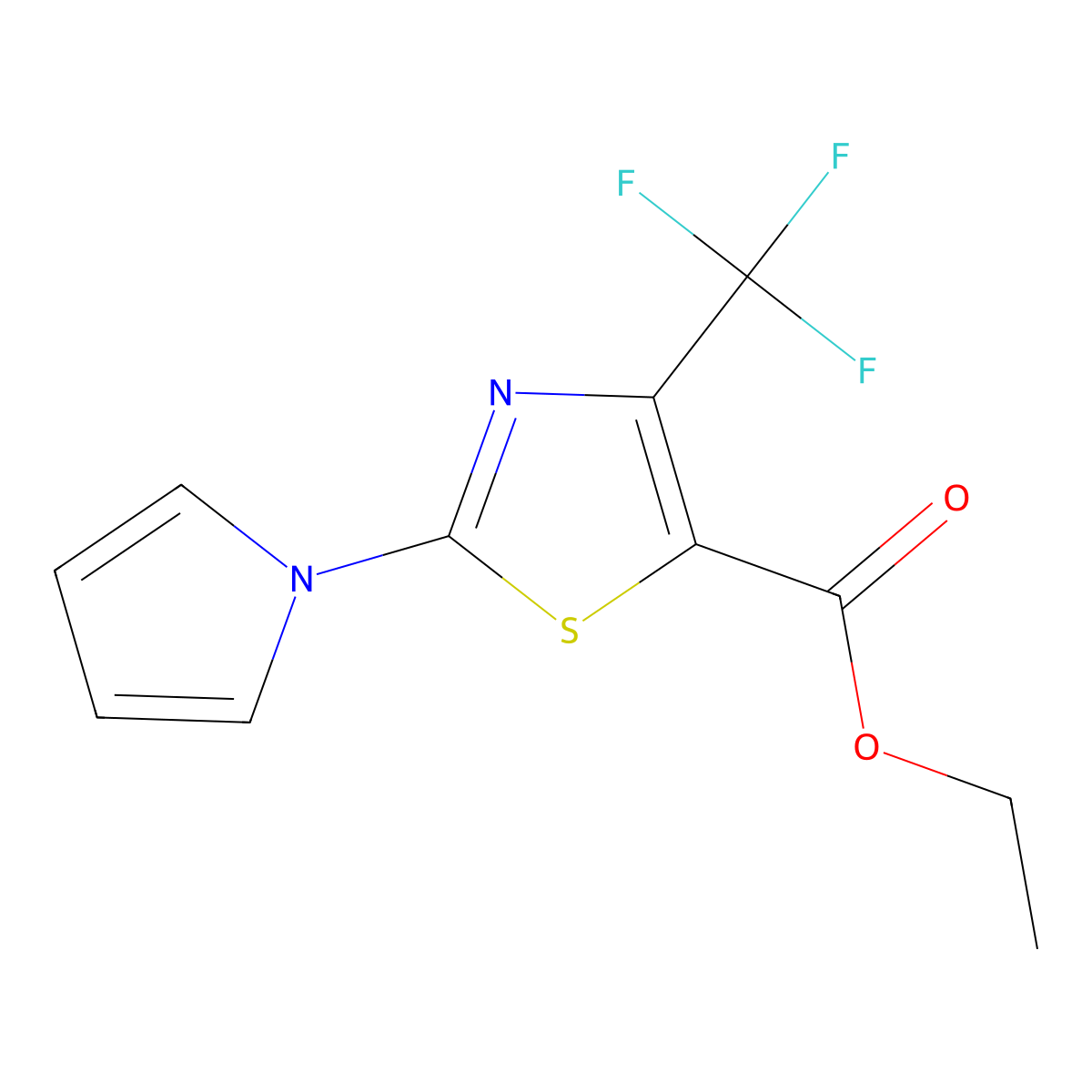 Ethyl 2-(1H-pyrrol-1-yl)-4-(trifluoromethyl)-1,3-thiazole-5-carboxylate molecular structure, CAS 1242893-25-9