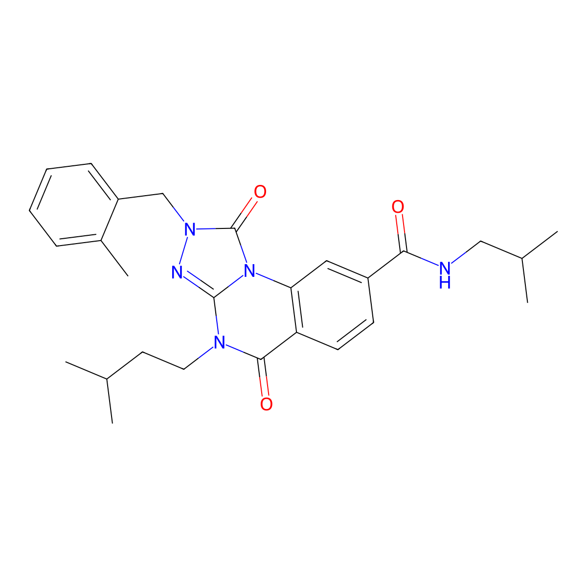 4-(3-methylbutyl)-2-[(2-methylphenyl)methyl]-N-(2-methylpropyl)-1,5-dioxo-1H,2H,4H,5H-[1,2,4]triazolo[4,3-a]quinazoline-8-carboxamide molecular structure, CAS 1242894-04-7
