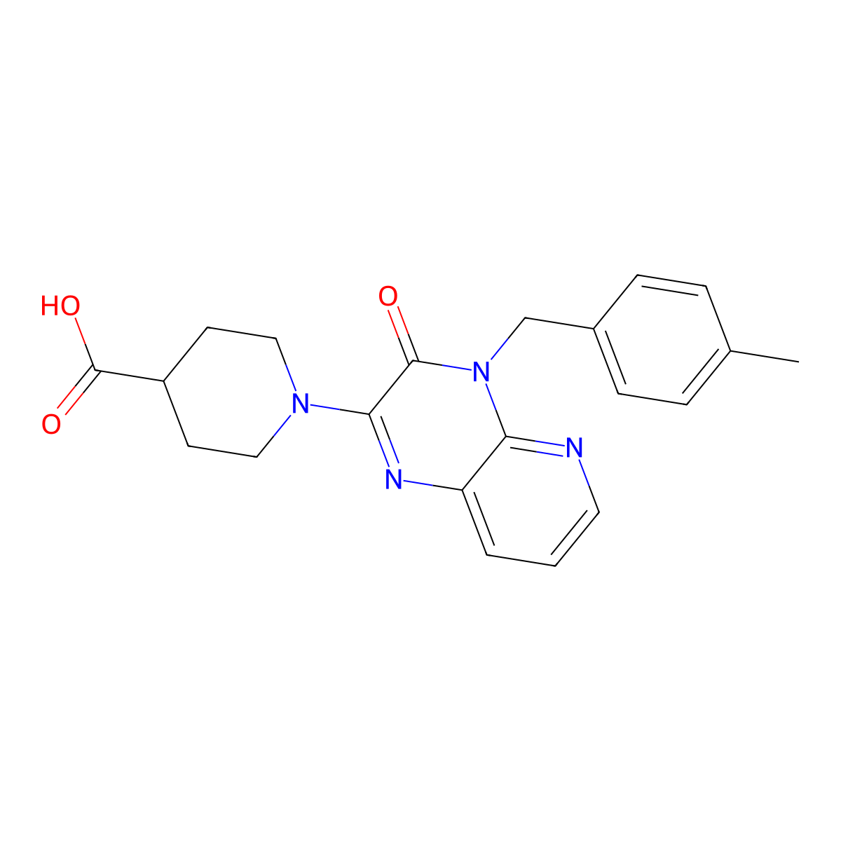 1-[4-(4-Methylbenzyl)-3-oxo-3,4-dihydropyrido[2,3-b]pyrazin-2-yl]piperidine-4-carboxylic acid molecular structure, CAS 1242895-20-0