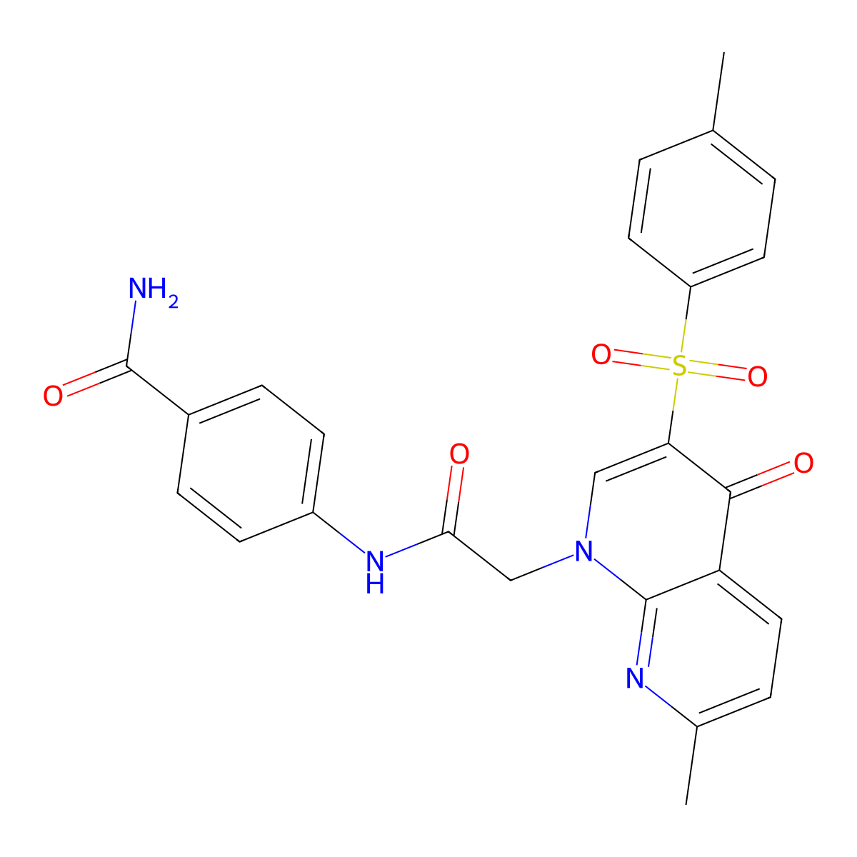 4-(2-(7-methyl-4-oxo-3-tosyl-1,8-naphthyridin-1(4H)-yl)acetamido)benzamide molecular structure, CAS 1242897-95-5