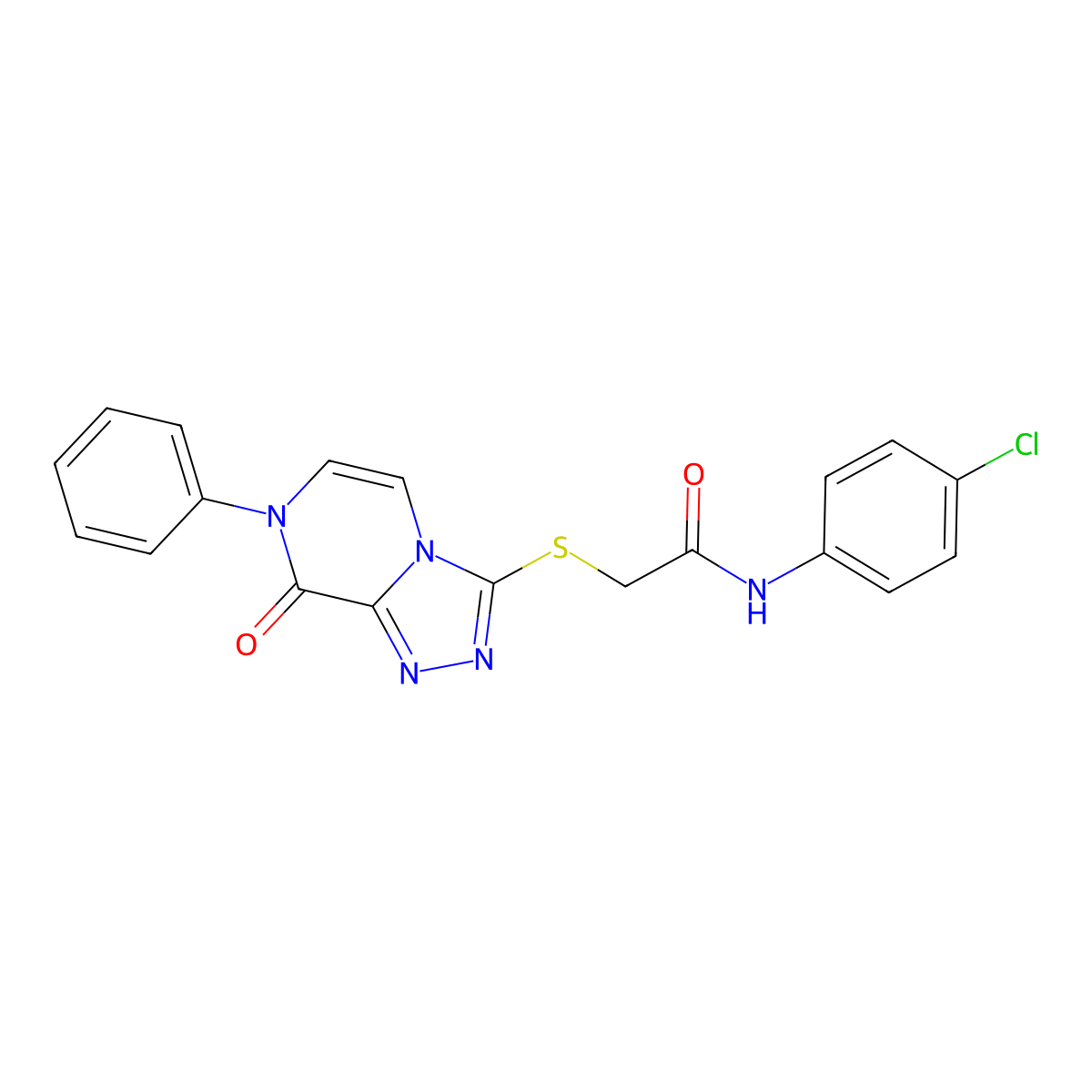 N-(4-chlorophenyl)-2-((8-oxo-7-phenyl-7,8-dihydro-[1,2,4]triazolo[4,3-a]pyrazin-3-yl)thio)acetamide molecular structure, CAS 1242897-97-7