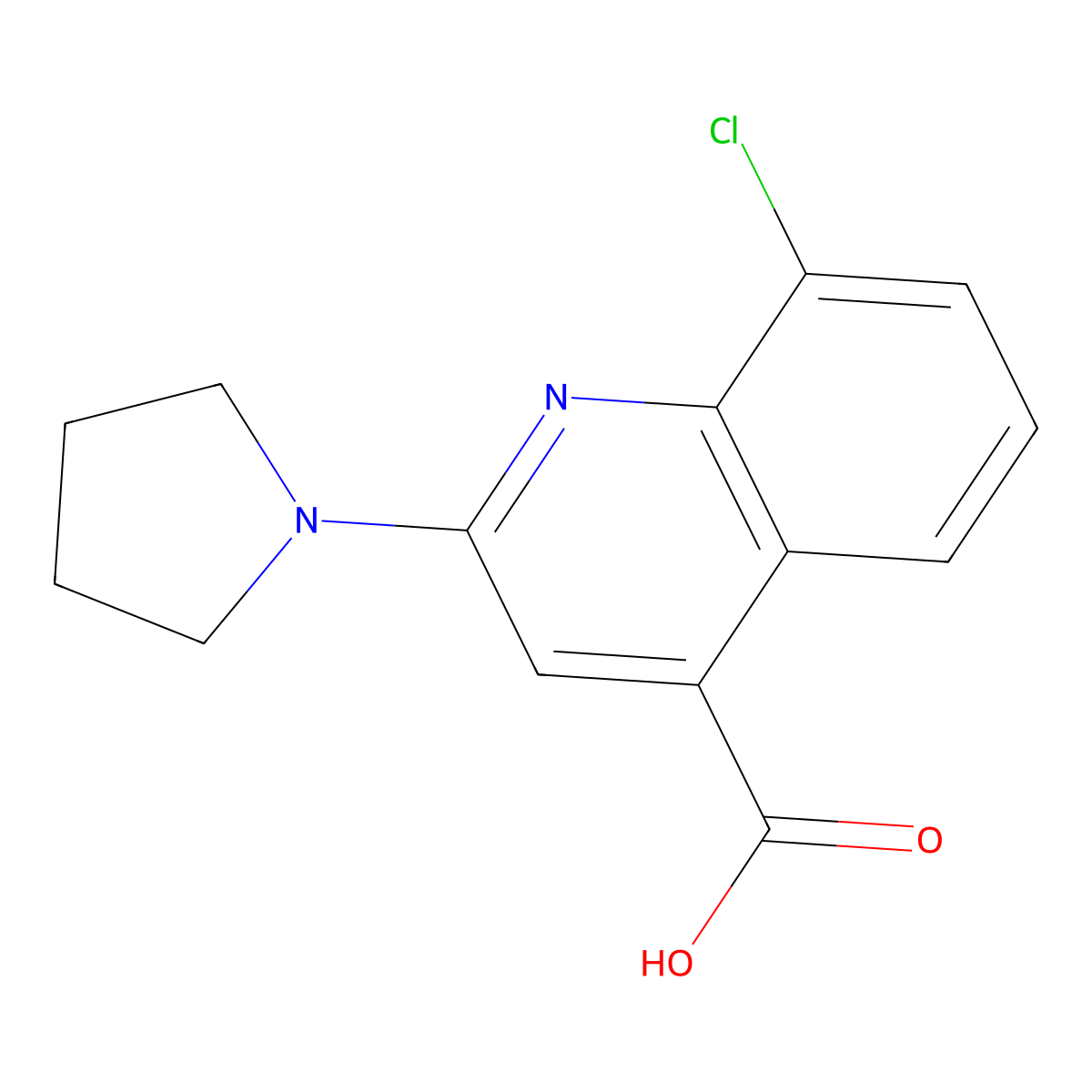 8-Chloro-2-pyrrolidin-1-ylquinoline-4-carboxylic acid molecular structure, CAS 1242898-92-5