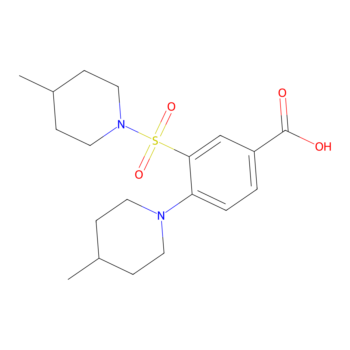 4-(4-Methylpiperidin-1-yl)-3-[(4-methylpiperidin-1-yl)sulfonyl]benzoic acid molecular structure, CAS 1242901-41-2