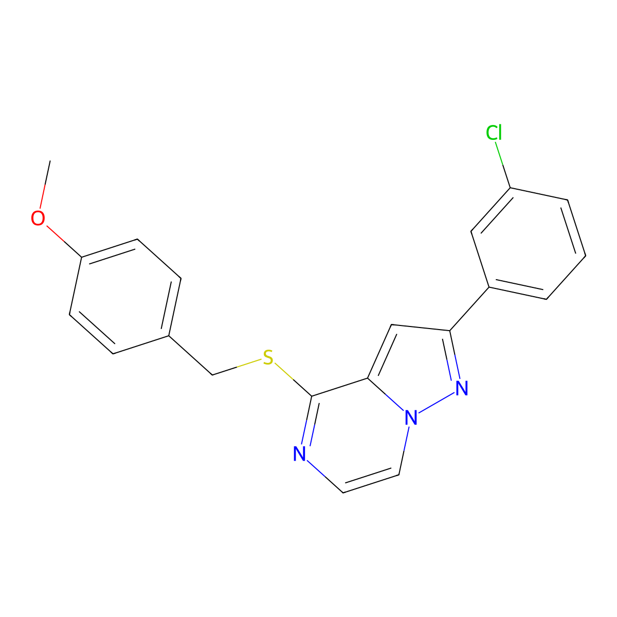 2-(3-Chlorophenyl)-4-[(4-methoxybenzyl)thio]pyrazolo[1,5-a]pyrazine molecular structure, CAS 1242902-40-4