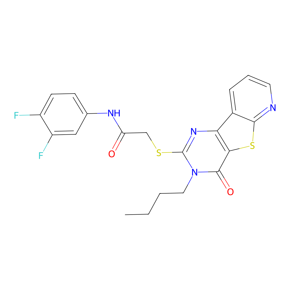 2-((3-butyl-4-oxo-3,4-dihydropyrido[3',2':4,5]thieno[3,2-d]pyrimidin-2-yl)thio)-N-(3,4-difluorophenyl)acetamide molecular structure, CAS 1242902-62-0