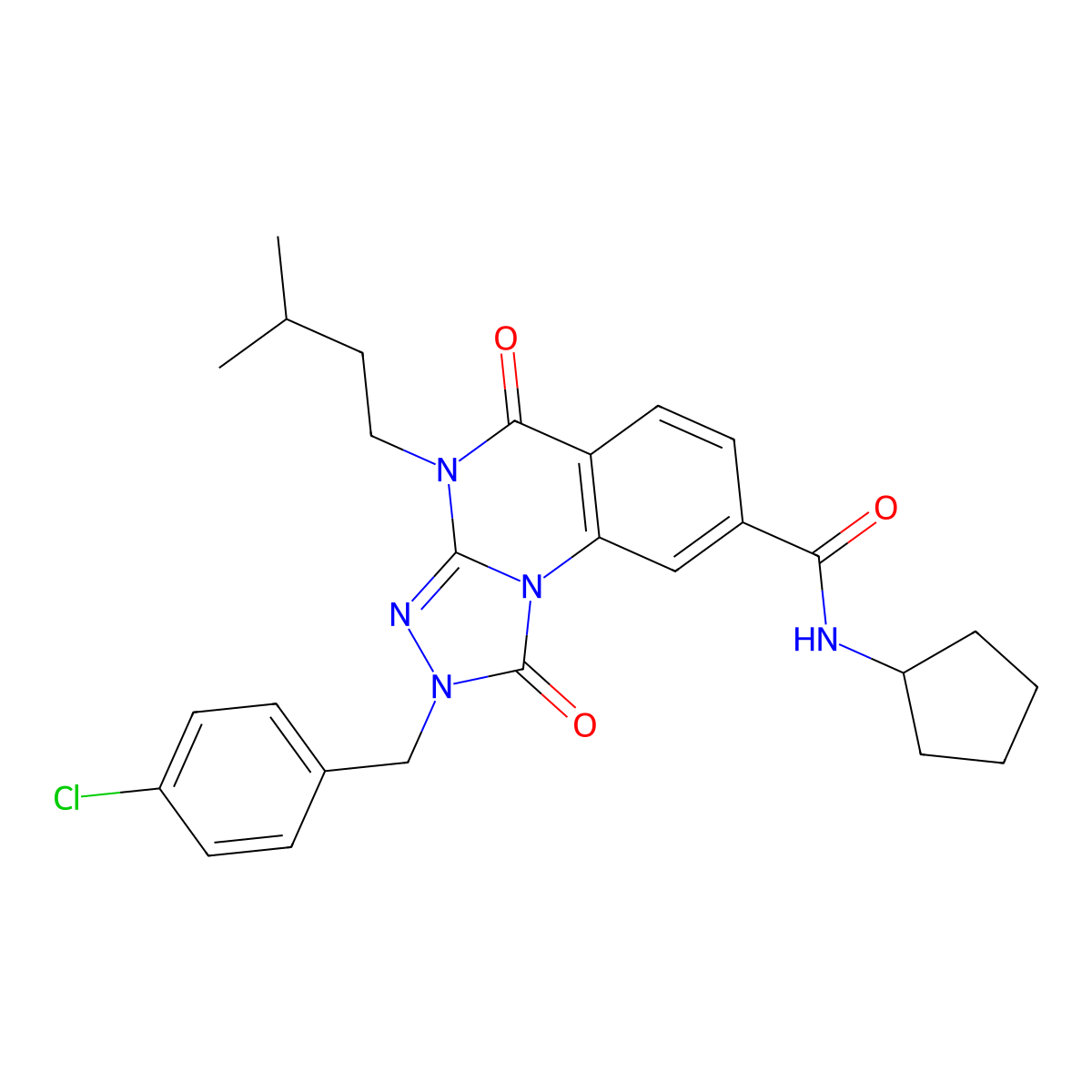 2-(4-chlorobenzyl)-N-cyclopentyl-4-(3-methylbutyl)-1,5-dioxo-1,2,4,5-tetrahydro[1,2,4]triazolo[4,3-a]quinazoline-8-carboxamide molecular structure, CAS 1242902-81-3