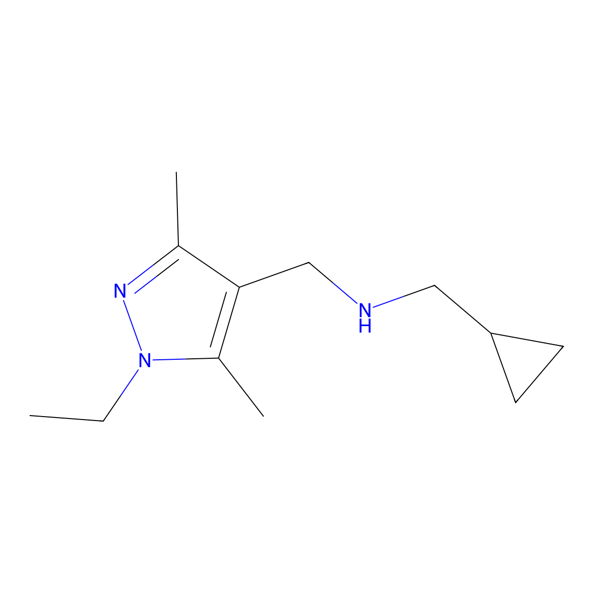 (Cyclopropylmethyl)[(1-ethyl-3,5-dimethyl-1H-pyrazol-4-yl)methyl]amine molecular structure, CAS 1242903-47-4