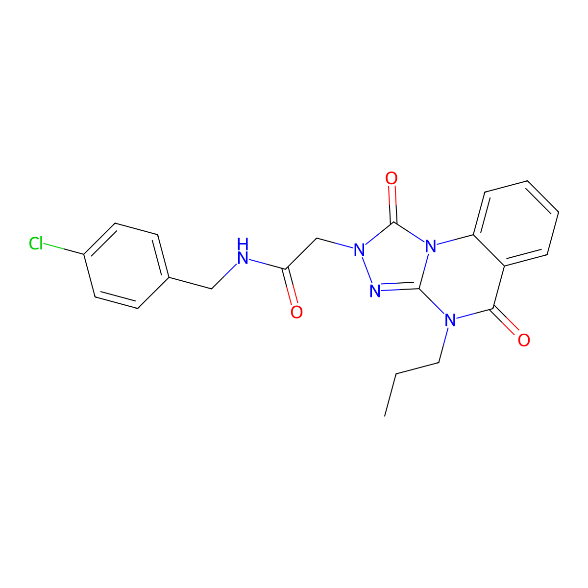 N-(4-chlorobenzyl)-2-(1,5-dioxo-4-propyl-4,5-dihydro[1,2,4]triazolo[4,3-a]quinazolin-2(1H)-yl)acetamide molecular structure, CAS 1242903-56-5