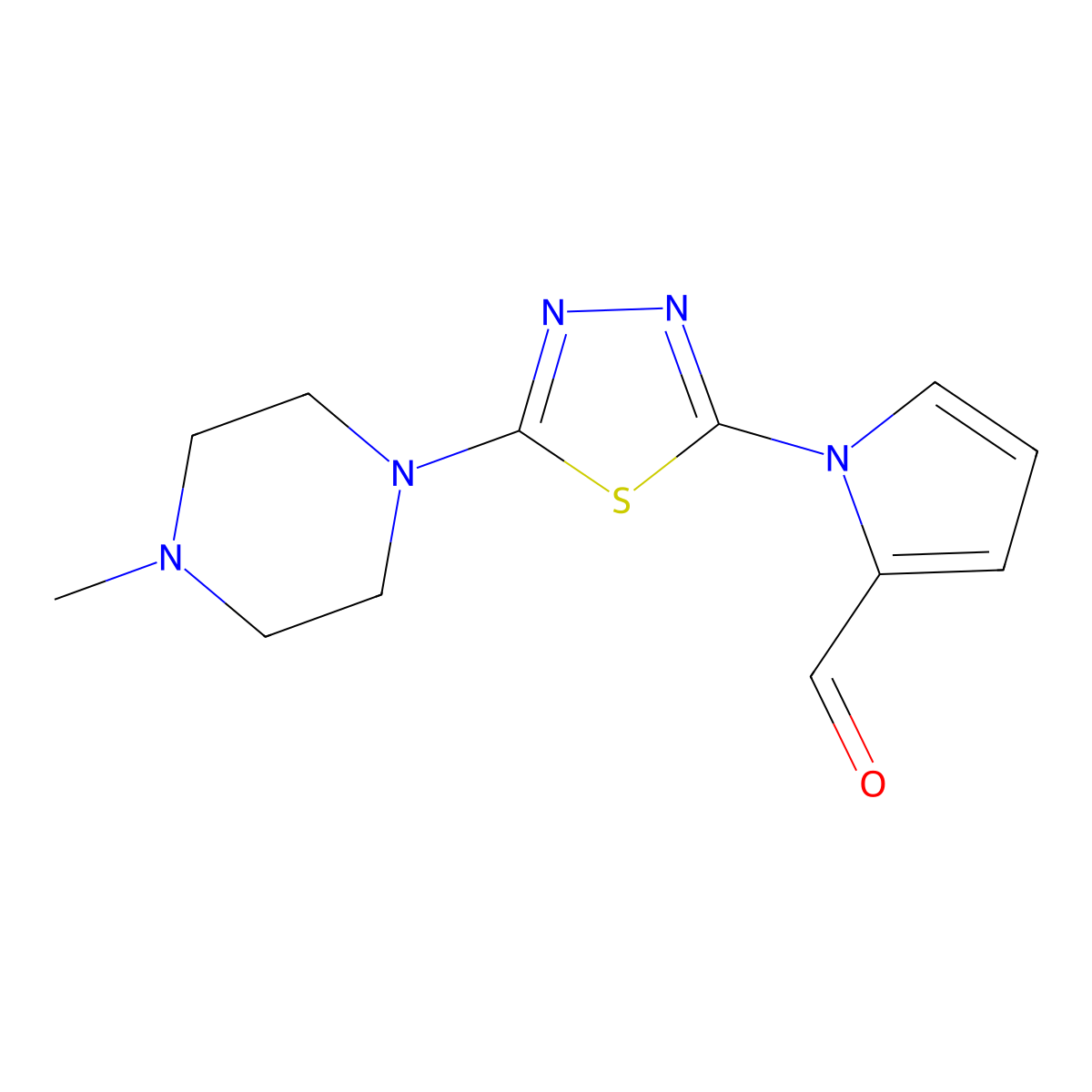 1-[5-(4-Methylpiperazin-1-yl)-1,3,4-thiadiazol-2-yl]-1H-pyrrole-2-carbaldehyde molecular structure, CAS 1242907-01-2