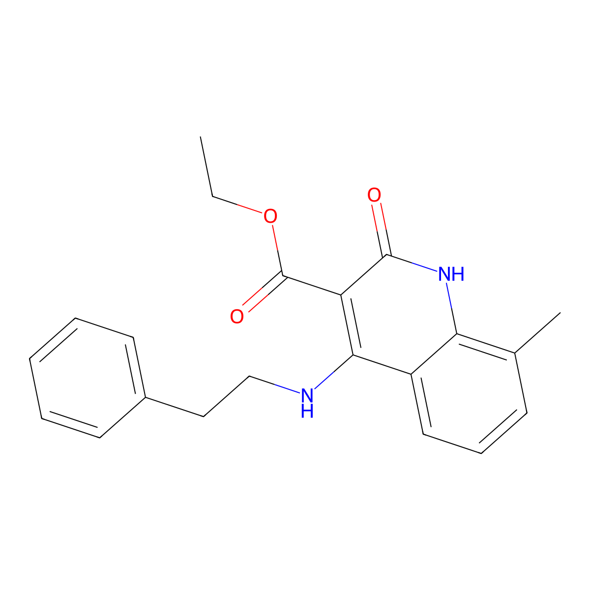 Ethyl 8-methyl-2-oxo-4-[(2-phenylethyl)amino]-1,2-dihydroquinoline-3-carboxylate molecular structure, CAS 1242907-09-0