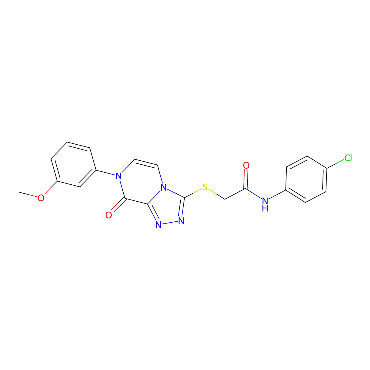 N-(4-chlorophenyl)-2-((7-(3-methoxyphenyl)-8-oxo-7,8-dihydro-[1,2,4]triazolo[4,3-a]pyrazin-3-yl)thio)acetamide molecular structure, CAS 1242907-15-8