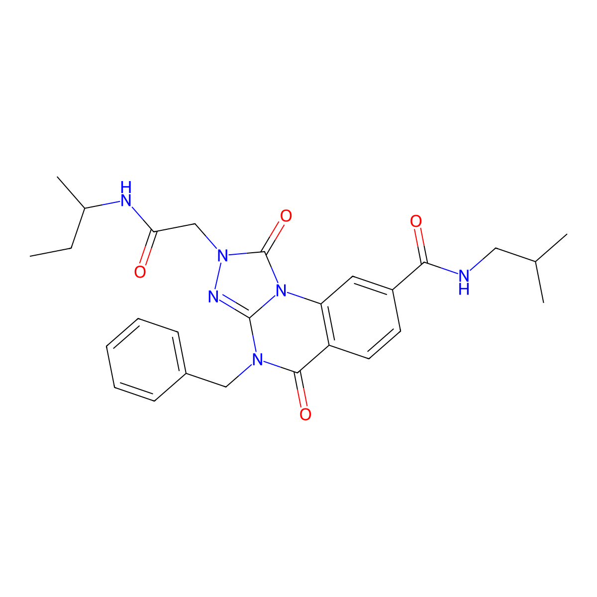 4-benzyl-2-{[(butan-2-yl)carbamoyl]methyl}-N-(2-methylpropyl)-1,5-dioxo-1H,2H,4H,5H-[1,2,4]triazolo[4,3-a]quinazoline-8-carboxamide molecular structure, CAS 1242907-20-5