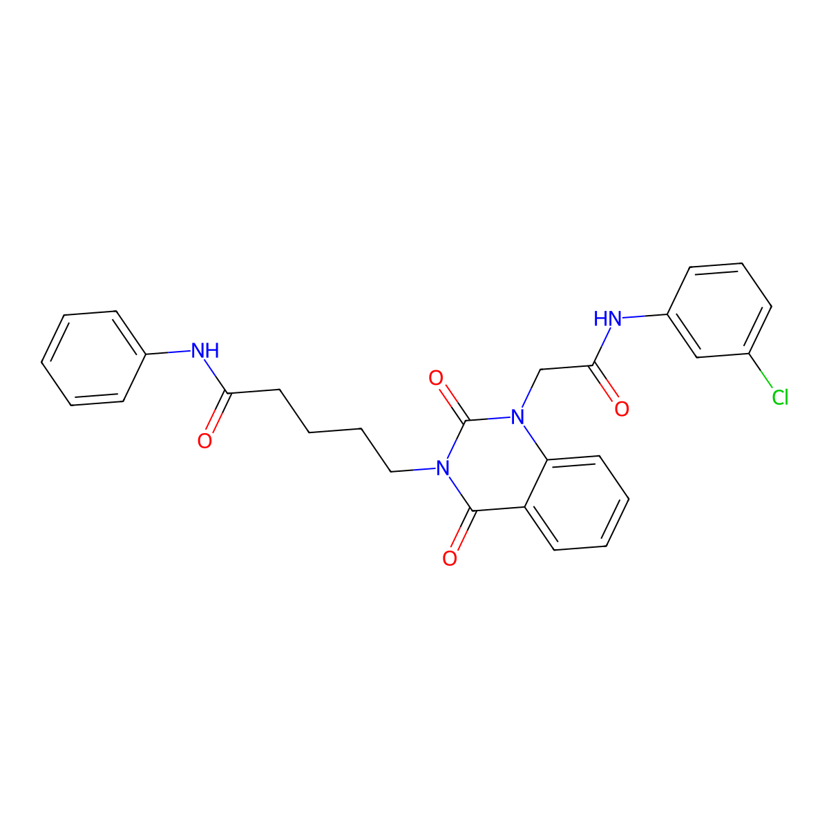5-(1-(2-((3-chlorophenyl)amino)-2-oxoethyl)-2,4-dioxo-1,2-dihydroquinazolin-3(4H)-yl)-N-phenylpentanamide molecular structure, CAS 1242908-42-4
