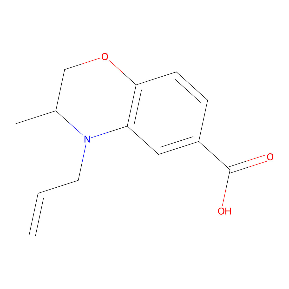 4-Allyl-3-methyl-3,4-dihydro-2H-1,4-benzoxazine-6-carboxylic acid molecular structure, CAS 1242908-66-2