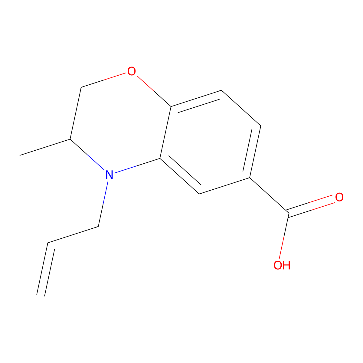 4-Allyl-3-methyl-3,4-dihydro-2H-1,4-benzoxazine-6-carboxylic acid molecular structure, CAS 1242908-66-2
