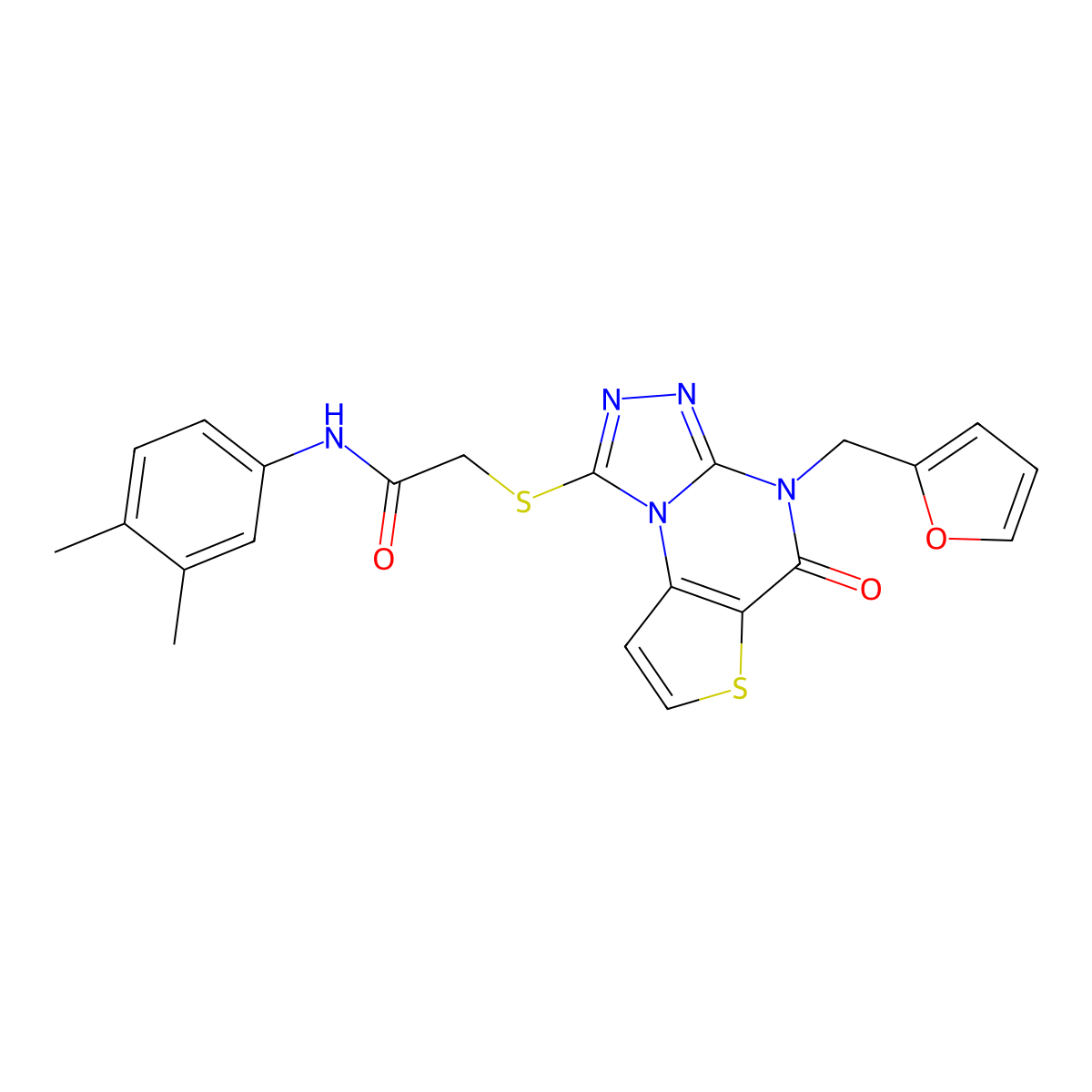 N-(3,4-dimethylphenyl)-2-({8-[(furan-2-yl)methyl]-7-oxo-5-thia-1,8,10,11-tetraazatricyclo[7.3.0.0^{2,6}]dodeca-2(6),3,9,11-tetraen-12-yl}sulfanyl)acetamide molecular structure, CAS 1242909-00-7