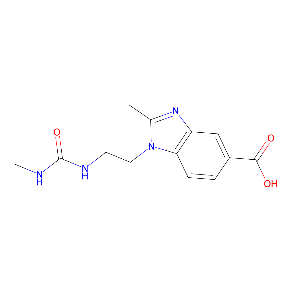 2-Methyl-1-(2-{[(methylamino)carbonyl]amino}ethyl)-1H-benzimidazole-5-carboxylic acid molecular structure, CAS 1242910-40-2