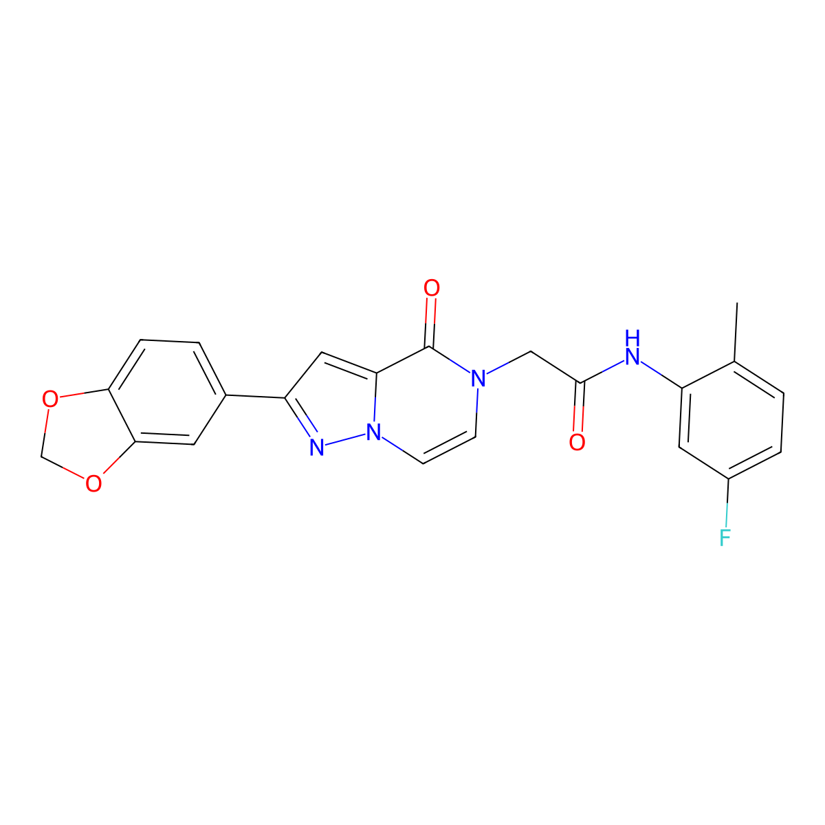 2-[2-(1,3-benzodioxol-5-yl)-4-oxopyrazolo[1,5-a]pyrazin-5(4H)-yl]-N-(5-fluoro-2-methylphenyl)acetamide molecular structure, CAS 1242910-74-2