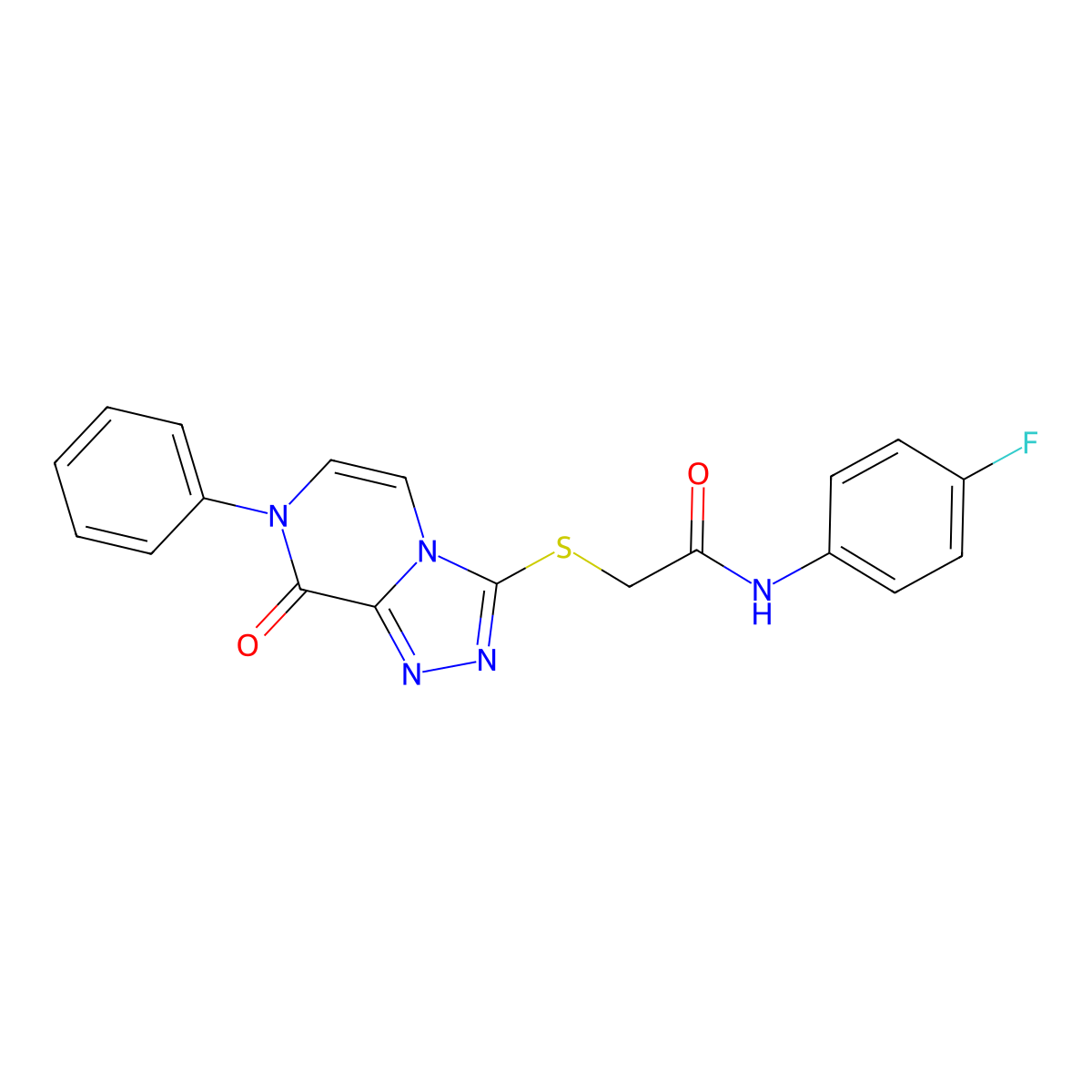N-(4-fluorophenyl)-2-((8-oxo-7-phenyl-7,8-dihydro-[1,2,4]triazolo[4,3-a]pyrazin-3-yl)thio)acetamide molecular structure, CAS 1242911-97-2