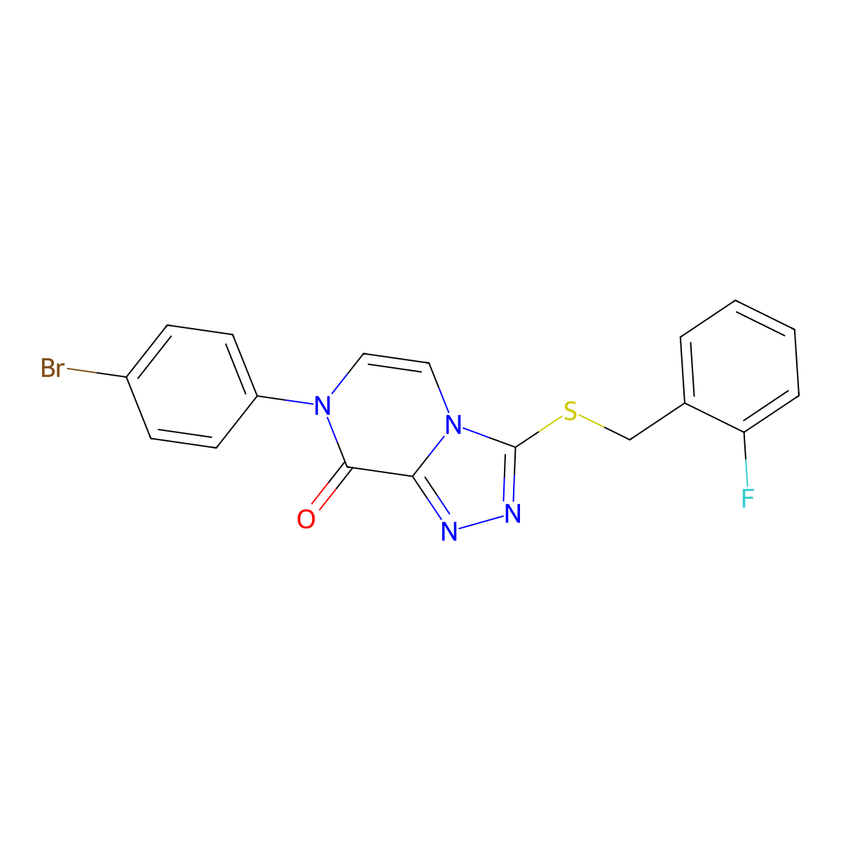7-(4-bromophenyl)-3-((2-fluorobenzyl)thio)-[1,2,4]triazolo[4,3-a]pyrazin-8(7H)-one molecular structure, CAS 1242912-21-5