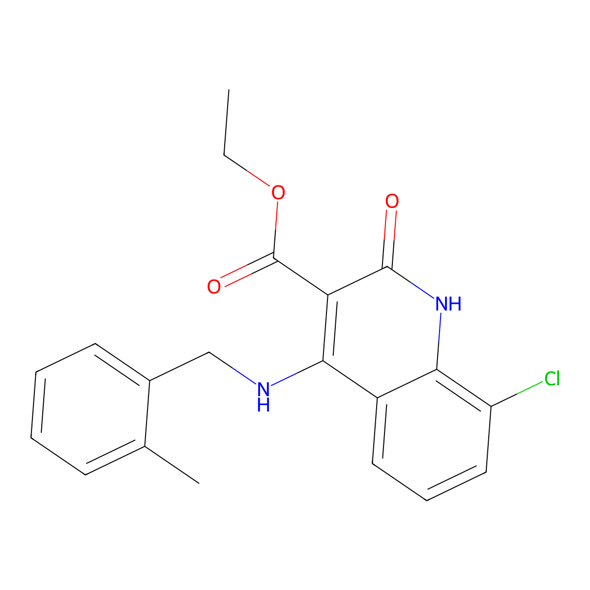 Ethyl 8-chloro-4-((2-methylbenzyl)amino)-2-oxo-1,2-dihydroquinoline-3-carboxylate molecular structure, CAS 1242912-47-5