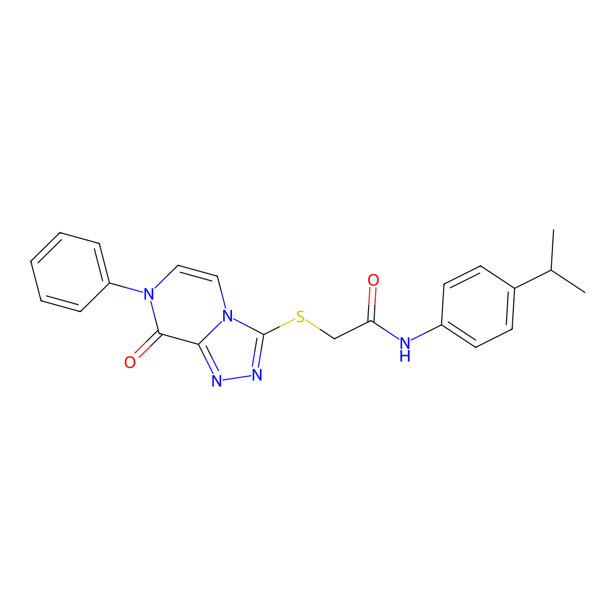 N-(4-isopropylphenyl)-2-((8-oxo-7-phenyl-7,8-dihydro-[1,2,4]triazolo[4,3-a]pyrazin-3-yl)thio)acetamide molecular structure, CAS 1242912-67-9