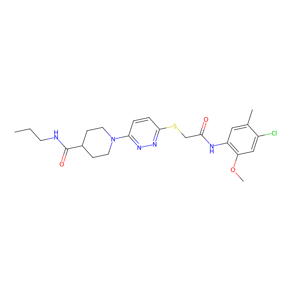 1-[6-({[(4-chloro-2-methoxy-5-methylphenyl)carbamoyl]methyl}sulfanyl)pyridazin-3-yl]-N-propylpiperidine-4-carboxamide molecular structure, CAS 1242913-11-6