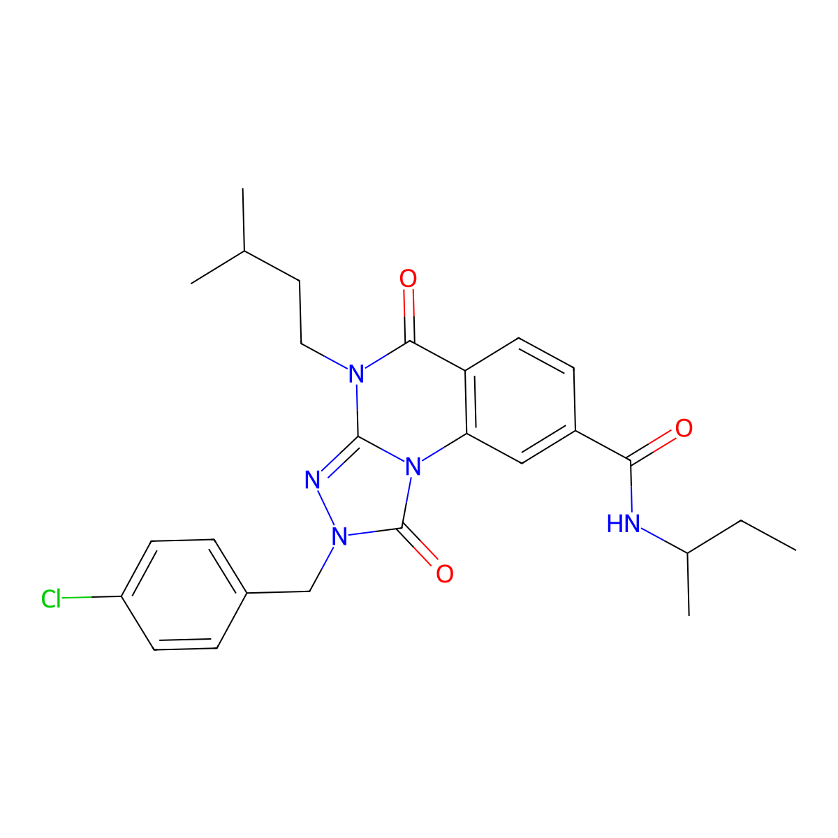 N-(sec-butyl)-2-(4-chlorobenzyl)-4-(3-methylbutyl)-1,5-dioxo-1,2,4,5-tetrahydro[1,2,4]triazolo[4,3-a]quinazoline-8-carboxamide molecular structure, CAS 1242913-53-6