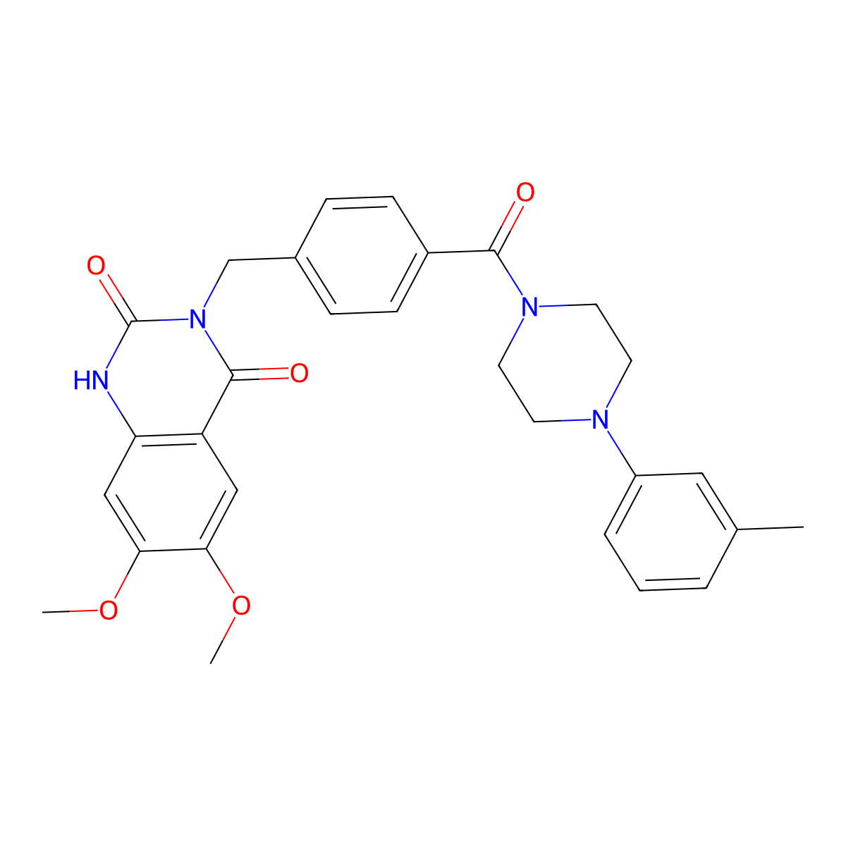 6,7-dimethoxy-3-(4-(4-(m-tolyl)piperazine-1-carbonyl)benzyl)quinazoline-2,4(1H,3H)-dione molecular structure, CAS 1242913-55-8