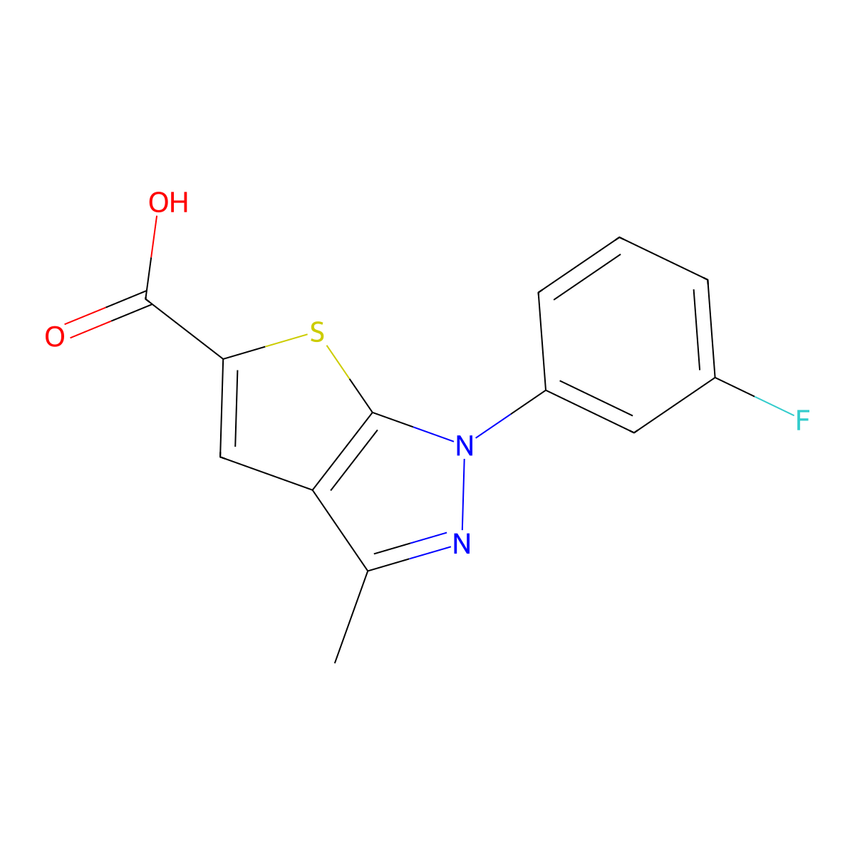 1-(3-fluorophenyl)-3-methyl-1H-thieno[2,3-c]pyrazole-5-carboxylic acid molecular structure, CAS 1242916-15-9