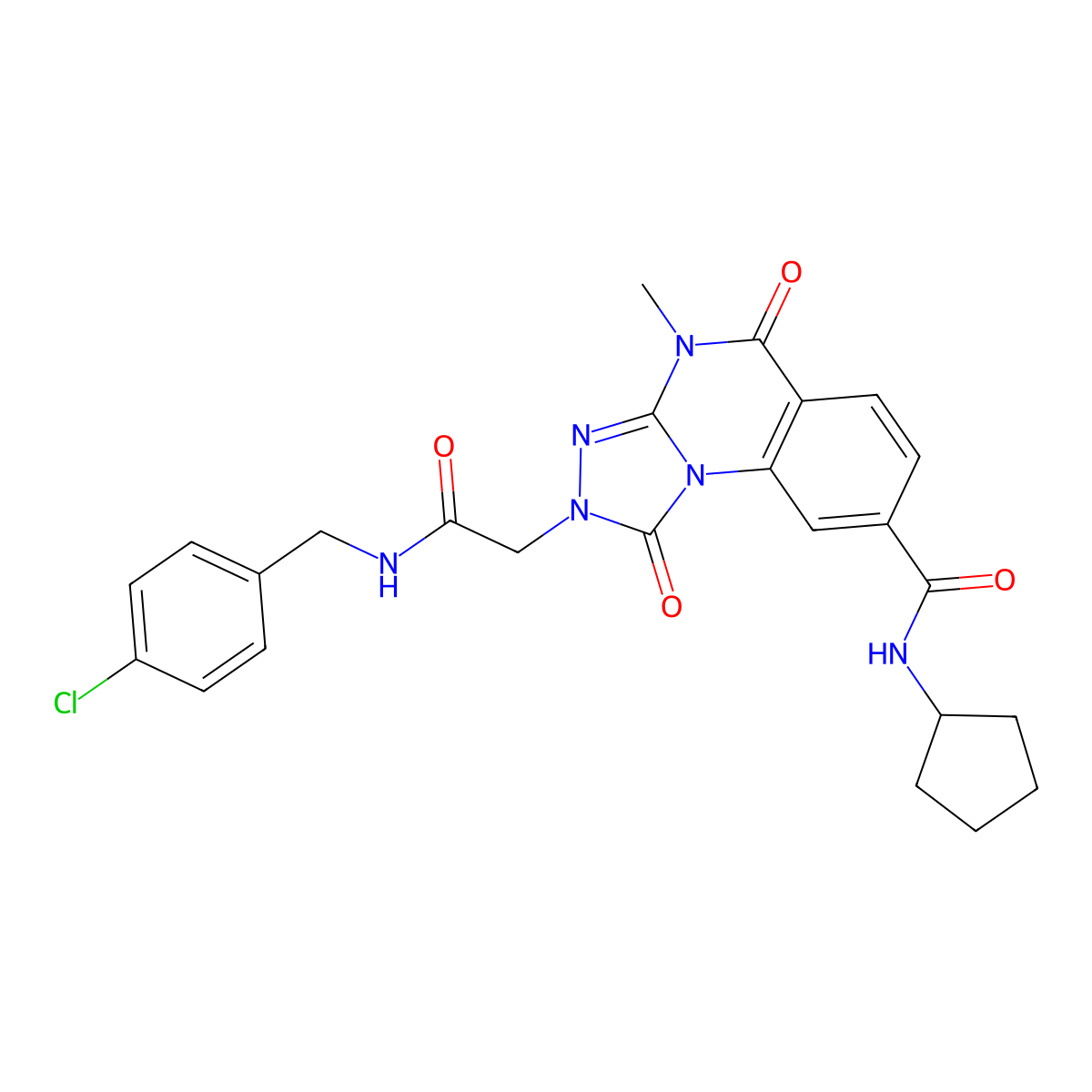 2-(2-((4-chlorobenzyl)amino)-2-oxoethyl)-N-cyclopentyl-4-methyl-1,5-dioxo-1,2,4,5-tetrahydro-[1,2,4]triazolo[4,3-a]quinazoline-8-carboxamide molecular structure, CAS 1242924-33-9