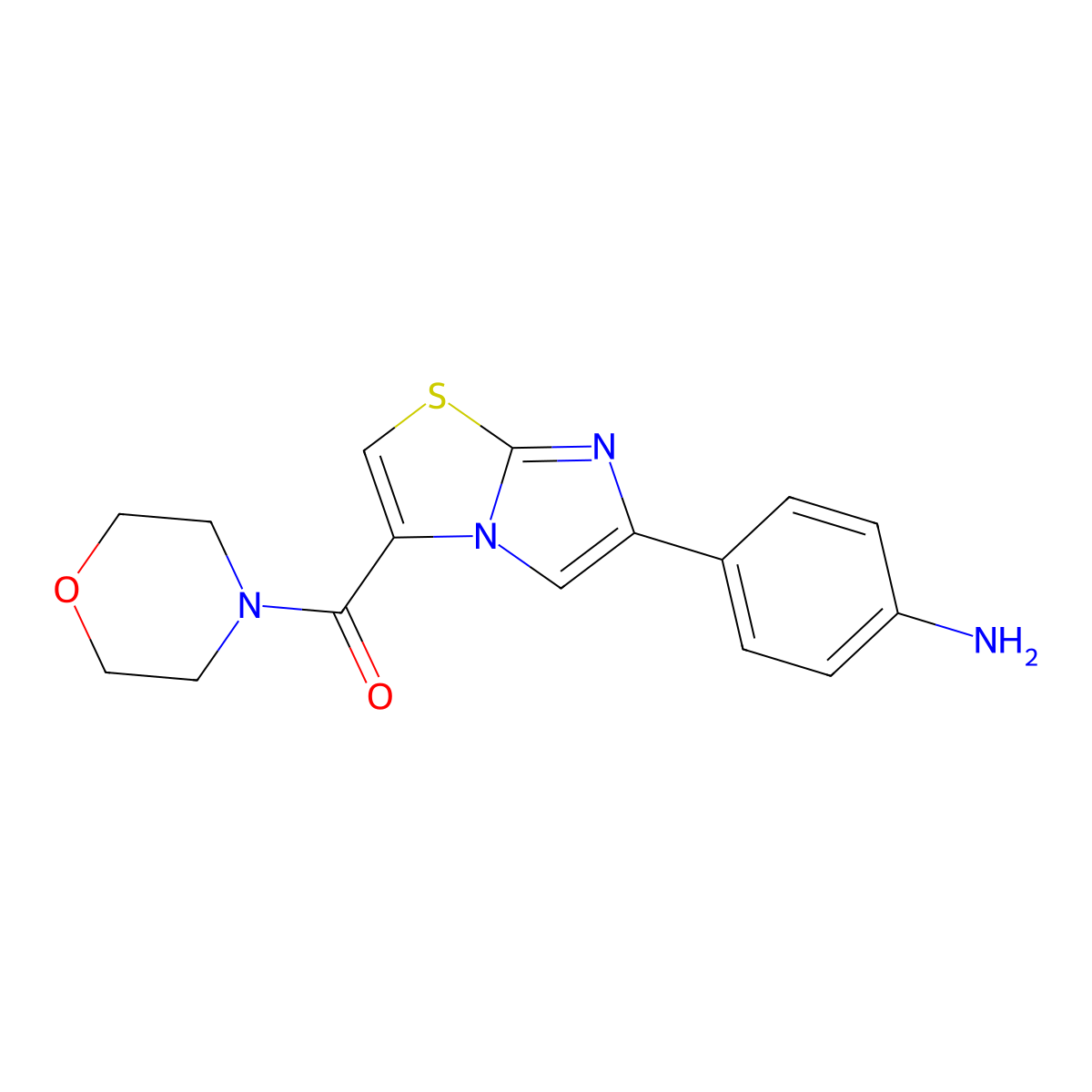 {4-[3-(Morpholin-4-ylcarbonyl)imidazo[2,1-b][1,3]thiazol-6-yl]phenyl}amine molecular structure, CAS 1242924-37-3