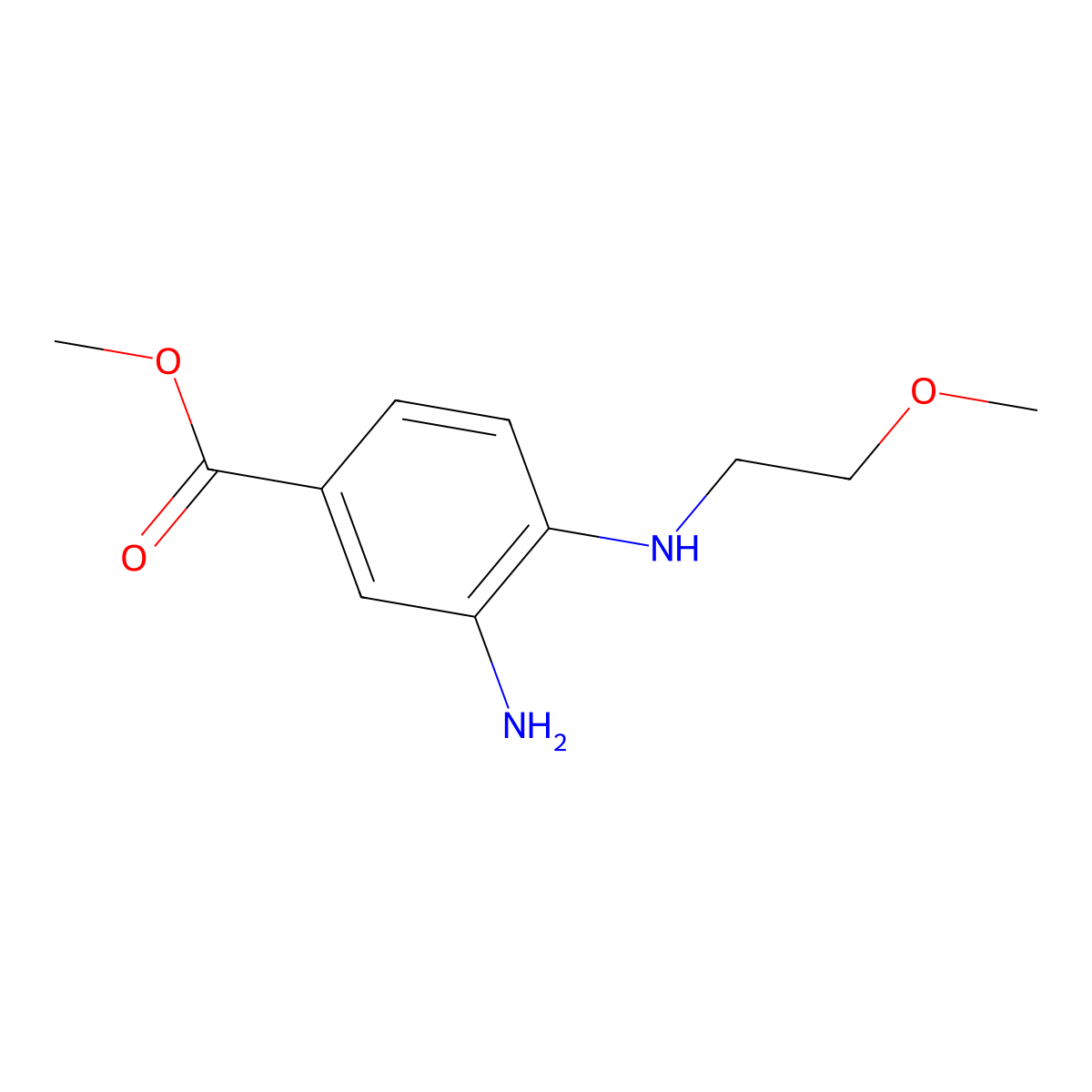 Methyl 3-amino-4-[(2-methoxyethyl)amino]benzoate molecular structure, CAS 1242924-78-2