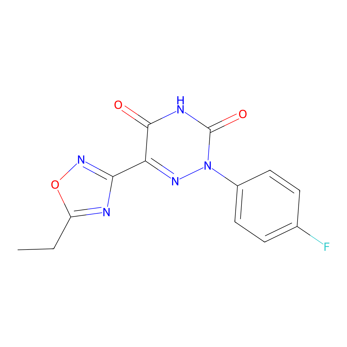 6-(5-Ethyl-1,2,4-oxadiazol-3-yl)-2-(4-fluorophenyl)-1,2,4-triazine-3,5(2H,4H)-dione molecular structure, CAS 1242925-73-0