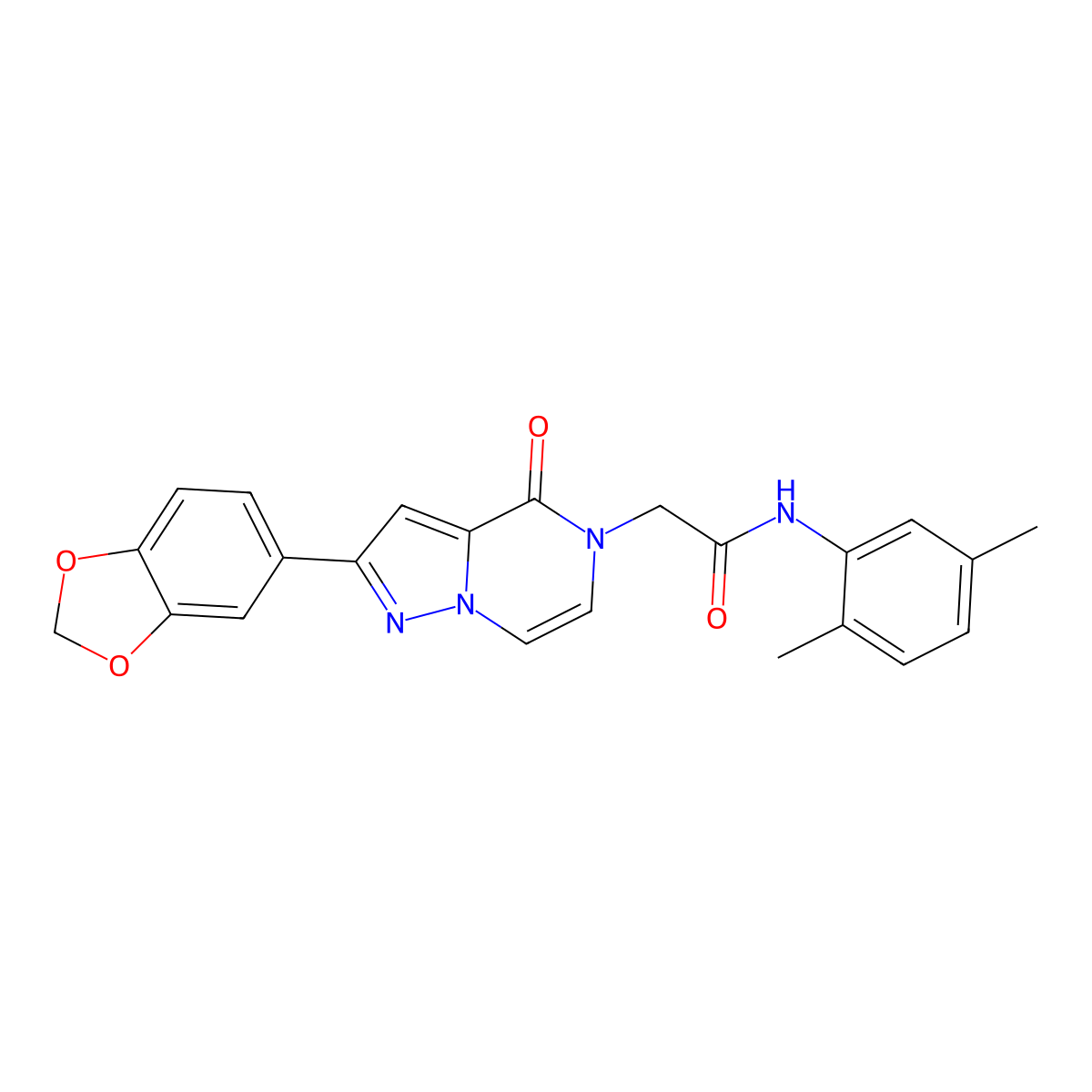 2-[2-(1,3-benzodioxol-5-yl)-4-oxopyrazolo[1,5-a]pyrazin-5(4H)-yl]-N-(2,5-dimethylphenyl)acetamide molecular structure, CAS 1242926-21-1