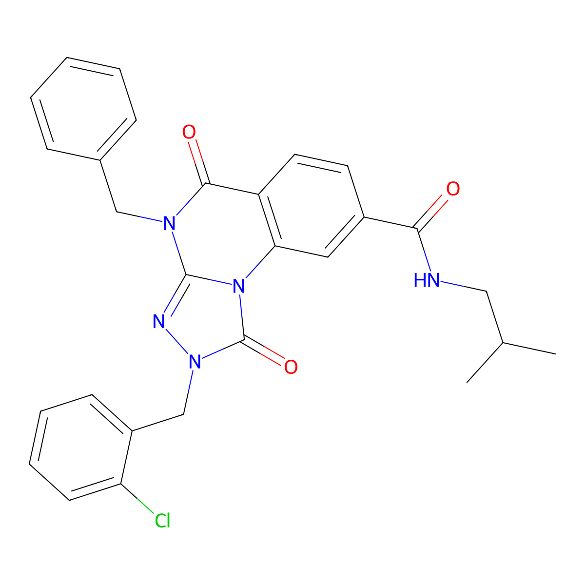 4-benzyl-2-(2-chlorobenzyl)-N-isobutyl-1,5-dioxo-1,2,4,5-tetrahydro-[1,2,4]triazolo[4,3-a]quinazoline-8-carboxamide molecular structure, CAS 1242927-35-0