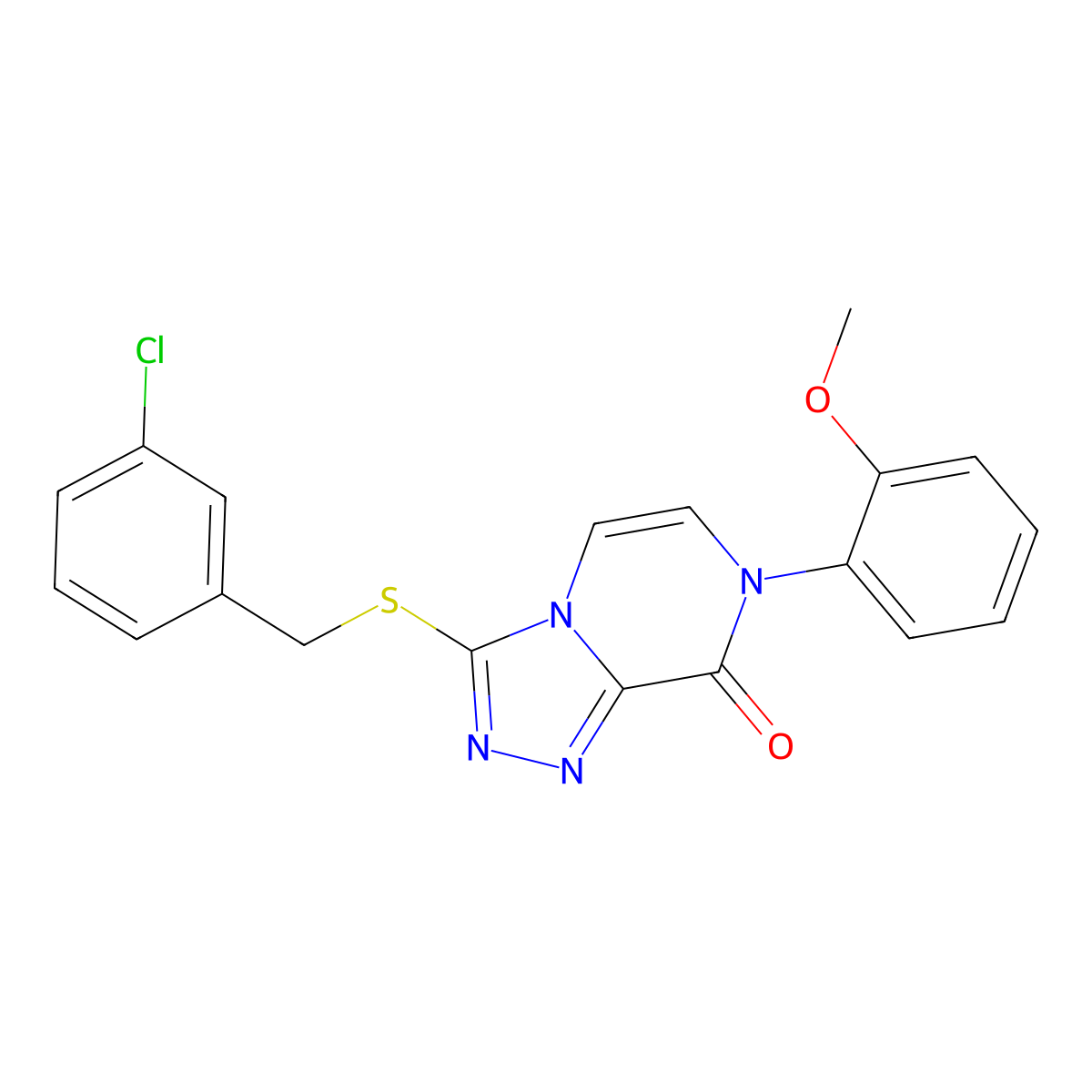 3-((3-chlorobenzyl)thio)-7-(2-methoxyphenyl)-[1,2,4]triazolo[4,3-a]pyrazin-8(7H)-one molecular structure, CAS 1242927-63-4