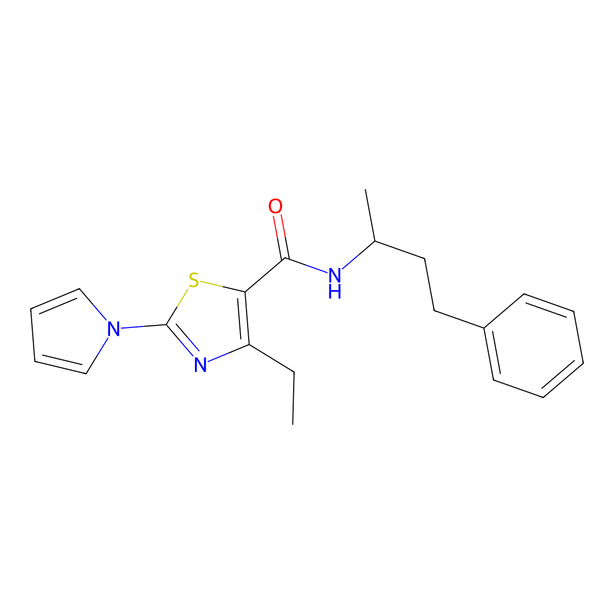 4-ethyl-N-(4-phenylbutan-2-yl)-2-(1H-pyrrol-1-yl)thiazole-5-carboxamide molecular structure, CAS 1242928-38-6