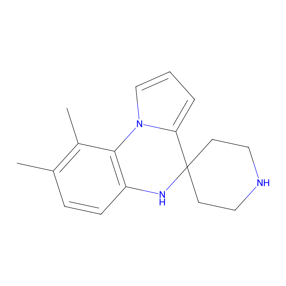 8',9'-Dimethyl-5'H-spiro[piperidine-4,4'-pyrrolo[1,2-a]quinoxaline] molecular structure, CAS 1242929-94-7