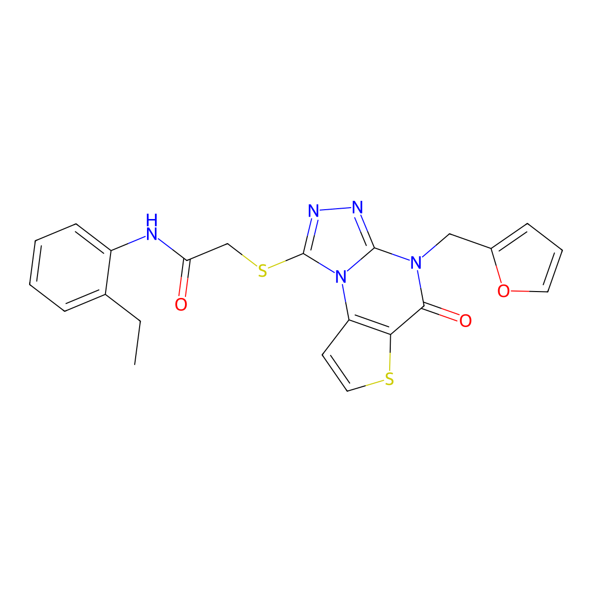 N-(2-ethylphenyl)-2-({8-[(furan-2-yl)methyl]-7-oxo-5-thia-1,8,10,11-tetraazatricyclo[7.3.0.0^{2,6}]dodeca-2(6),3,9,11-tetraen-12-yl}sulfanyl)acetamide molecular structure, CAS 1242932-24-6