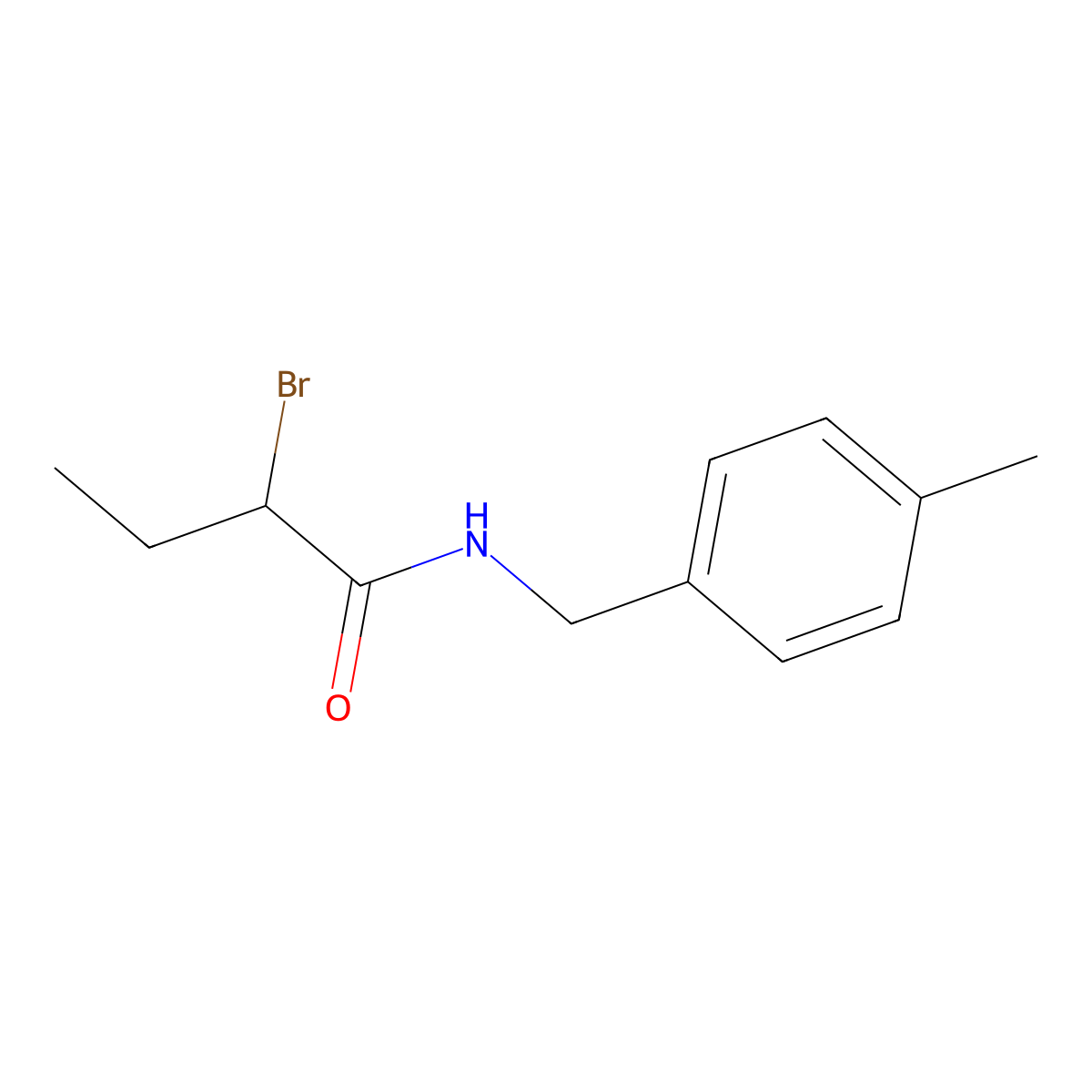 2-bromo-N-(4-methylbenzyl)butanamide molecular structure, CAS 1242932-32-6