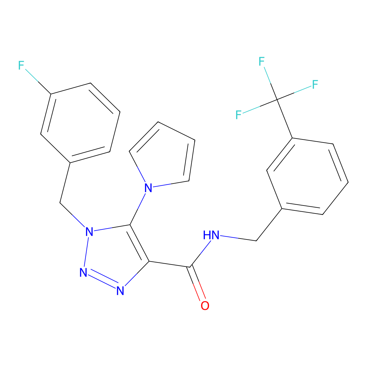 1-(3-fluorobenzyl)-5-(1H-pyrrol-1-yl)-N-(3-(trifluoromethyl)benzyl)-1H-1,2,3-triazole-4-carboxamide molecular structure, CAS 1242932-68-8